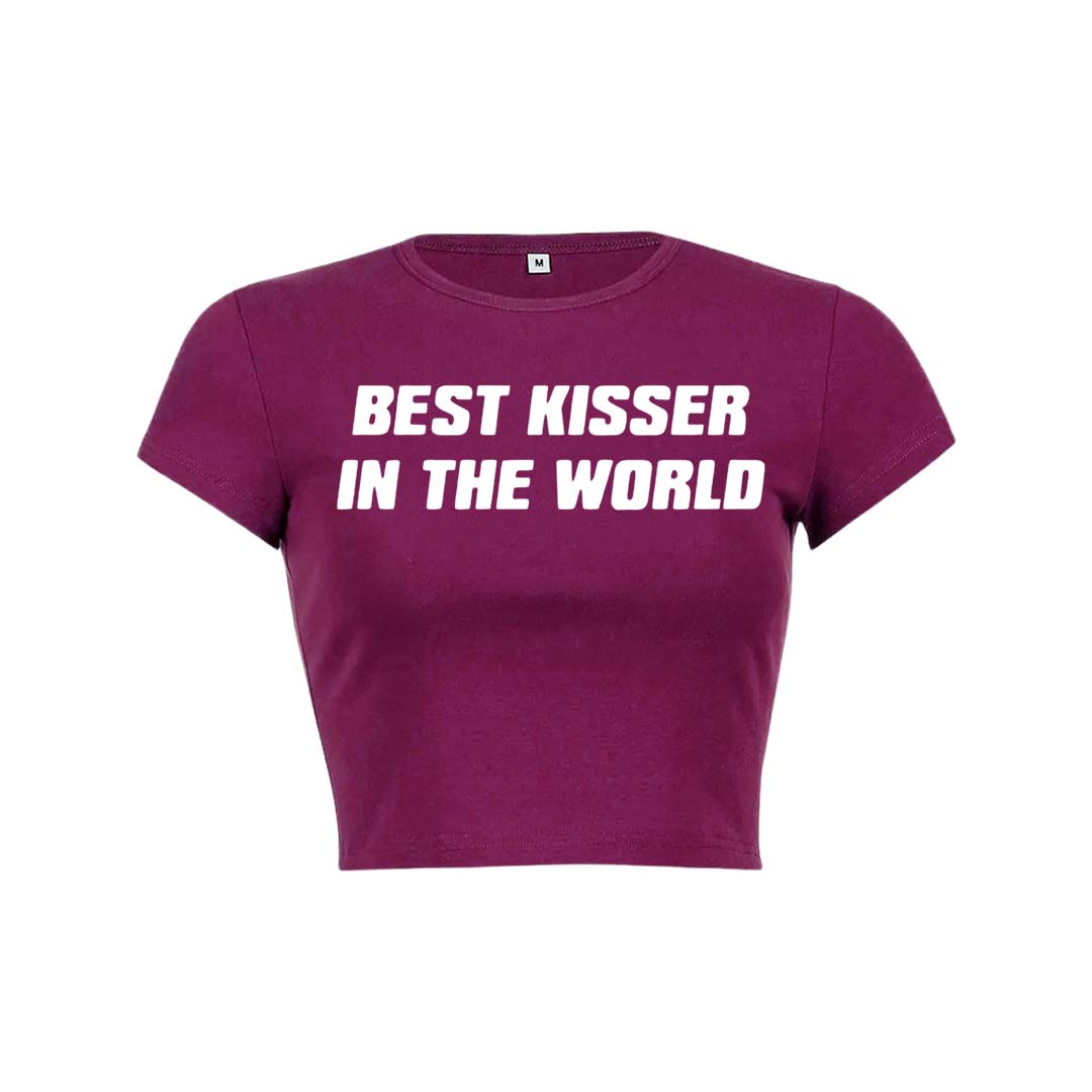 Best Kisser In The World Y2K Baby Tee Crop Top