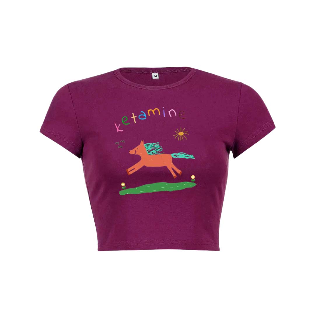 Orange Pony Y2K Baby Tee Crop Top