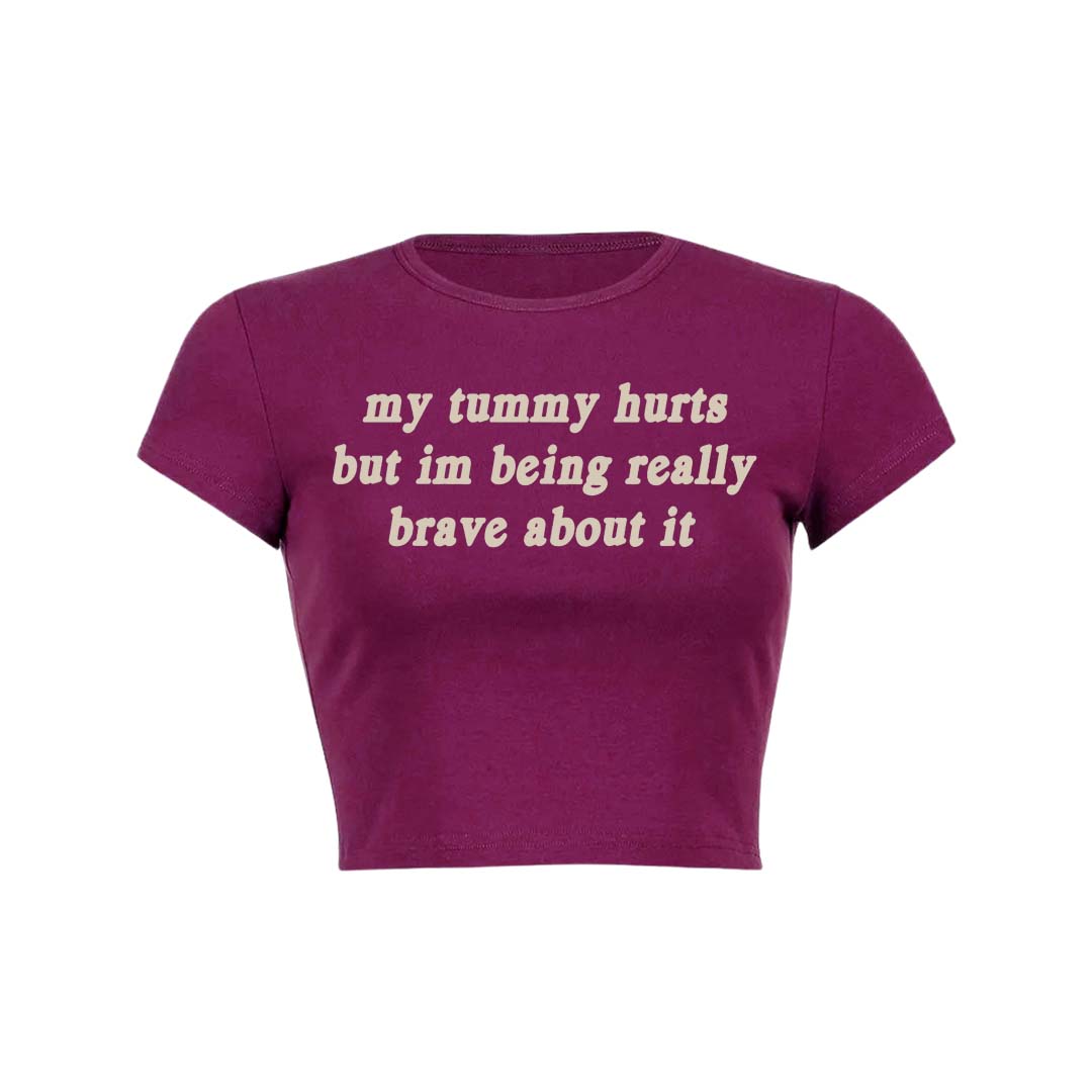 Im Being Really Brave About It Y2K Baby Tee Crop Top