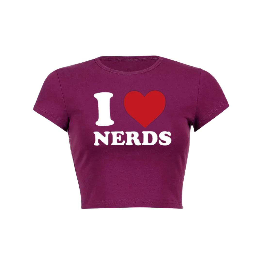 I Love Nerds Y2K Baby Tee Crop Top