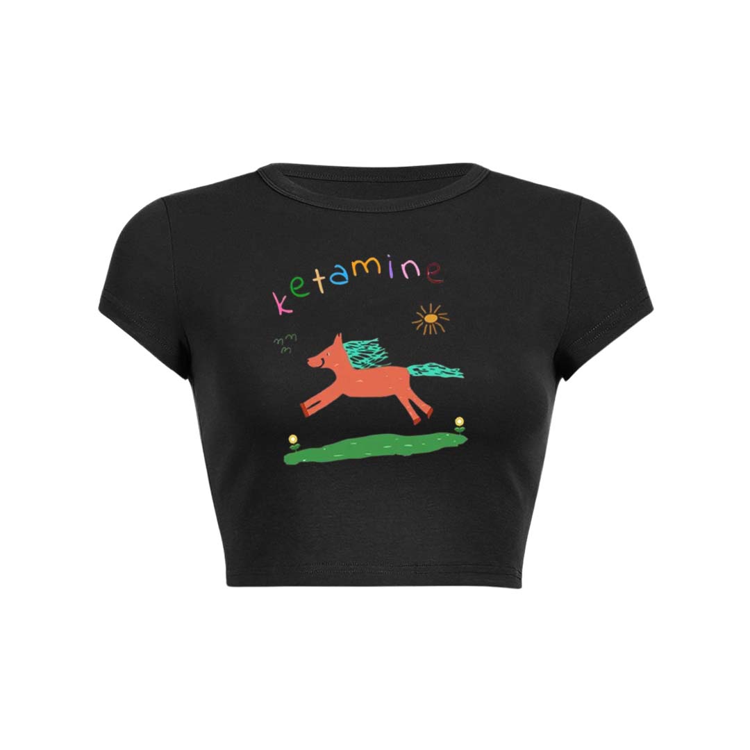 Orange Pony Y2K Baby Tee Crop Top