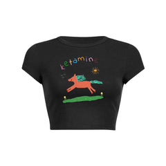 Orange Pony Y2K Baby Tee Crop Top