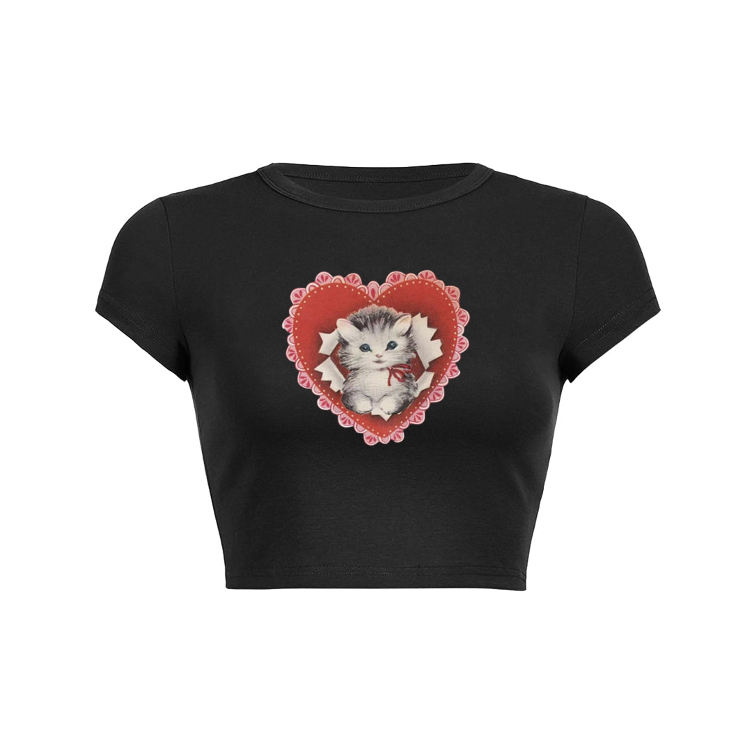 Valentines day cat lover heart graphic
