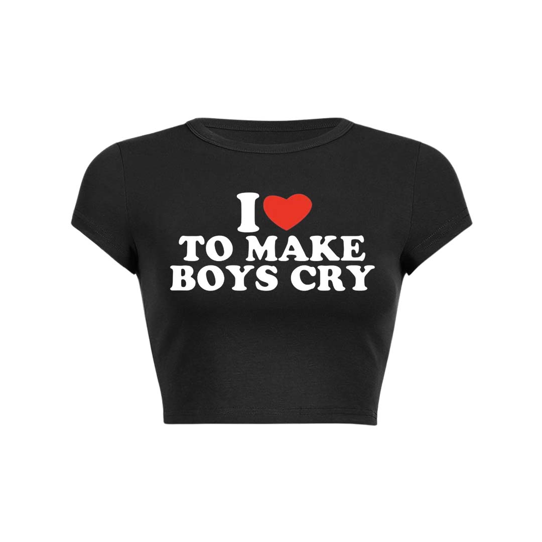 Love To Make Boys Cry Y2K Baby Tee Crop Top