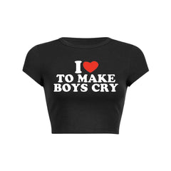 Love To Make Boys Cry Y2K Baby Tee Crop Top