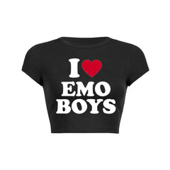 I Love Emo Boys Y2K Baby Tee