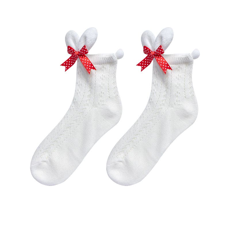Bowknot bunny ears applique long socks