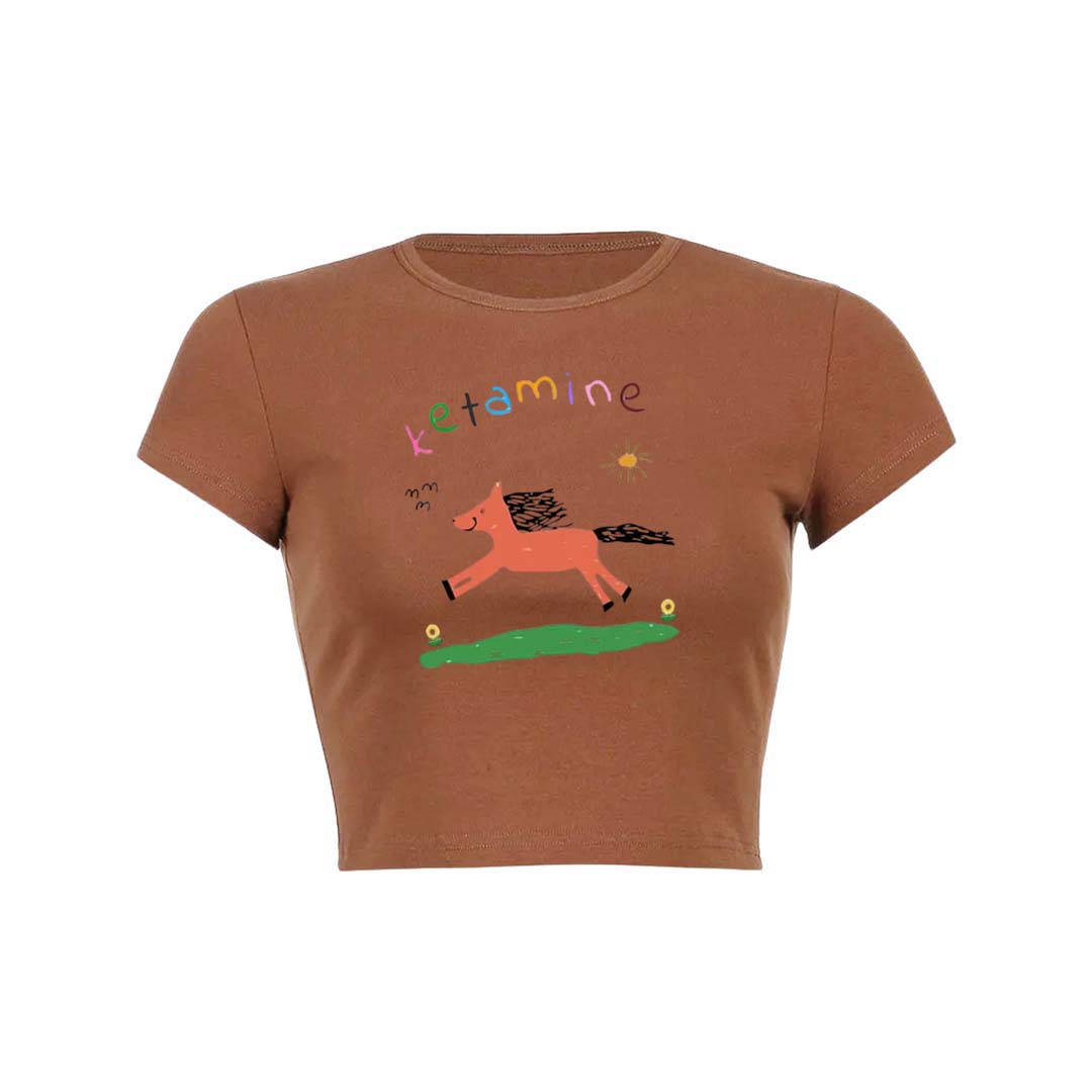 Orange Pony Y2K Baby Tee Crop Top