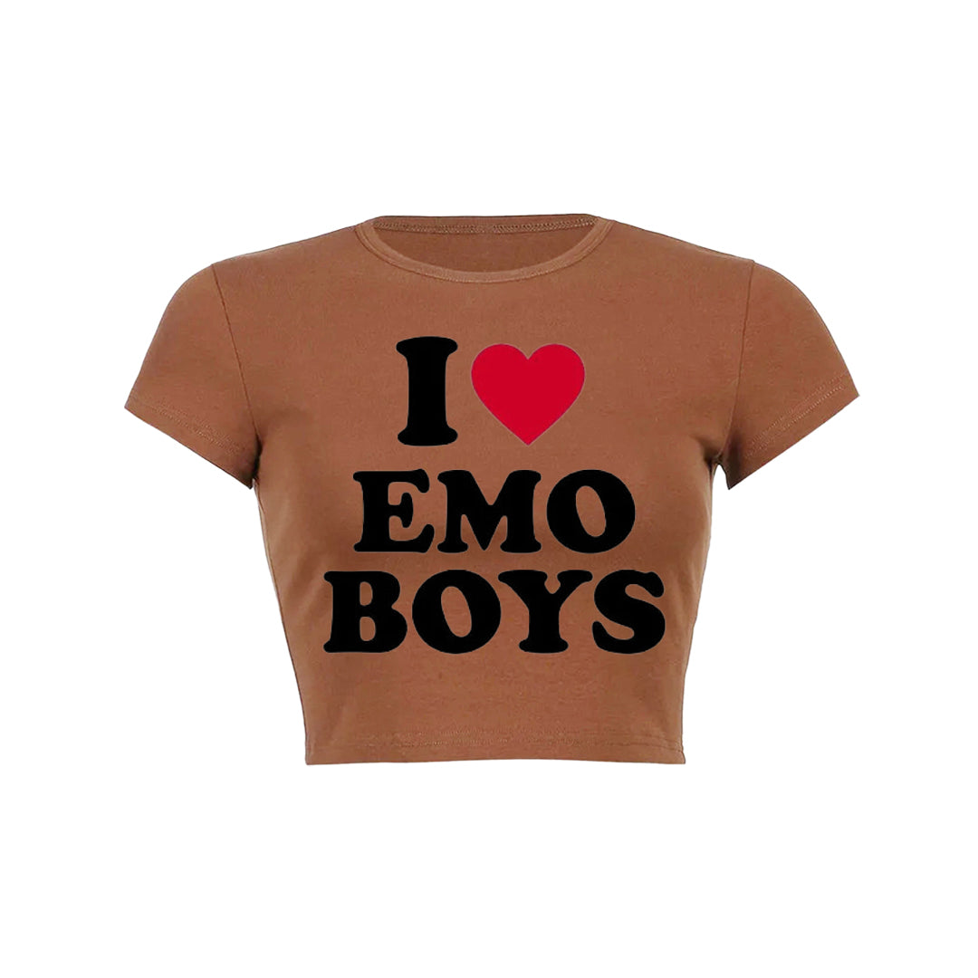 I Love Emo Boys Y2K Baby Tee