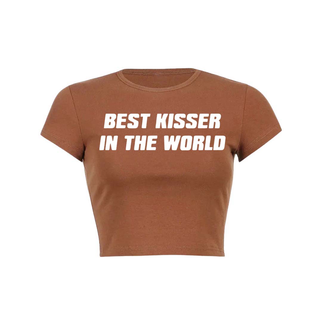 Best Kisser In The World Y2K Baby Tee Crop Top