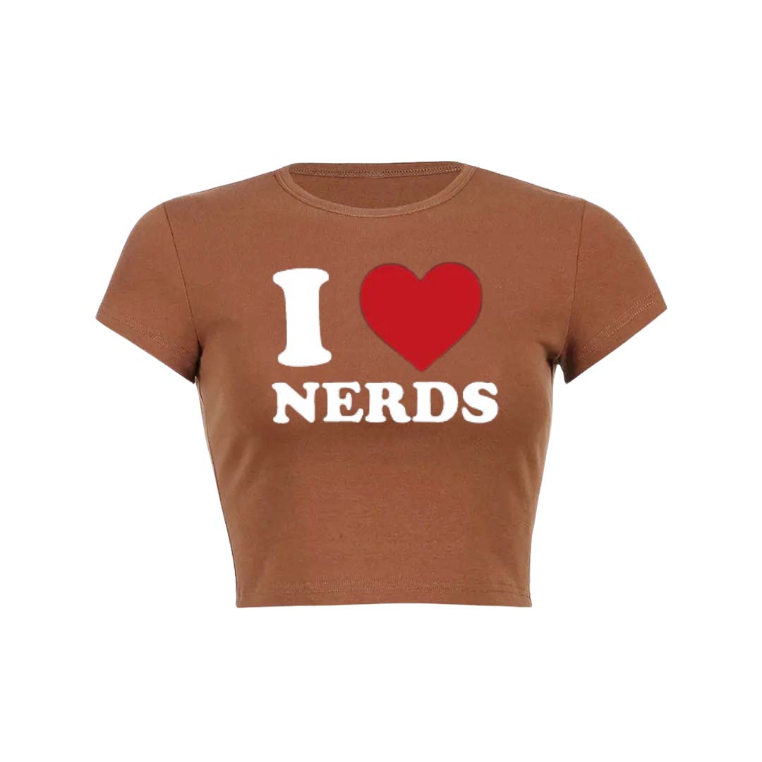 I Love Nerds Y2K Baby Tee Crop Top