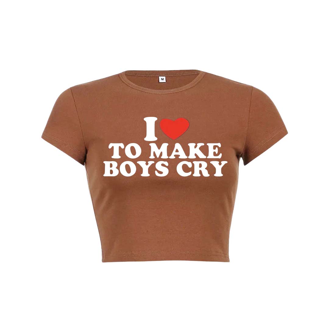 Love To Make Boys Cry Y2K Baby Tee Crop Top