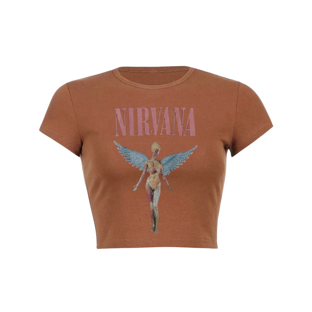 Nirxxxxa Angle Print Round Neck T Shirt