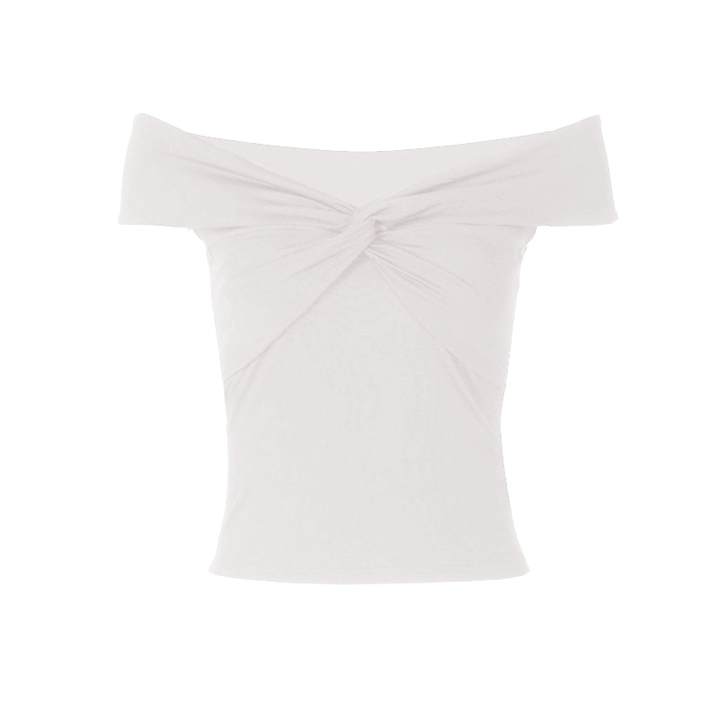 Short sleeve off shoulder ruched top