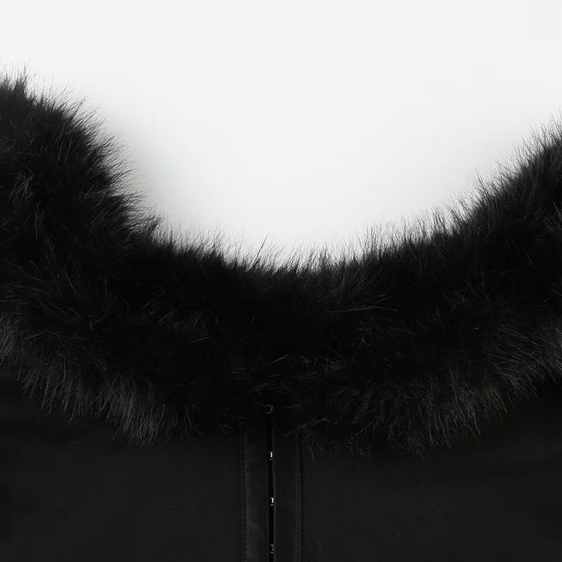 V long sleeve neck fluffy button top