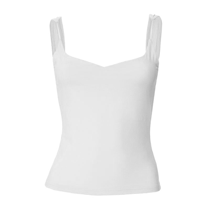 Sweetheart neck solid backless cami top