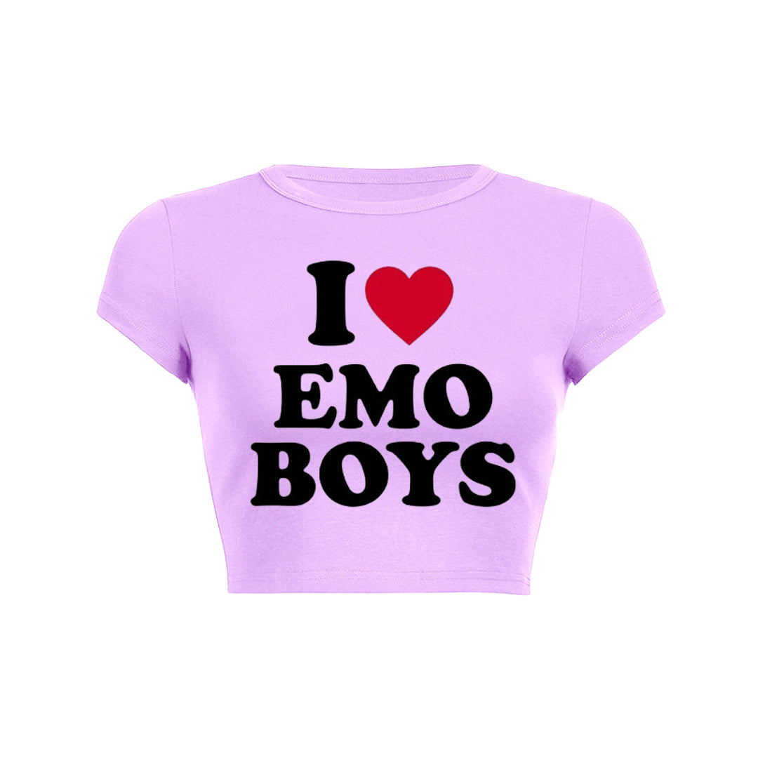 I Love Emo Boys Y2K Baby Tee