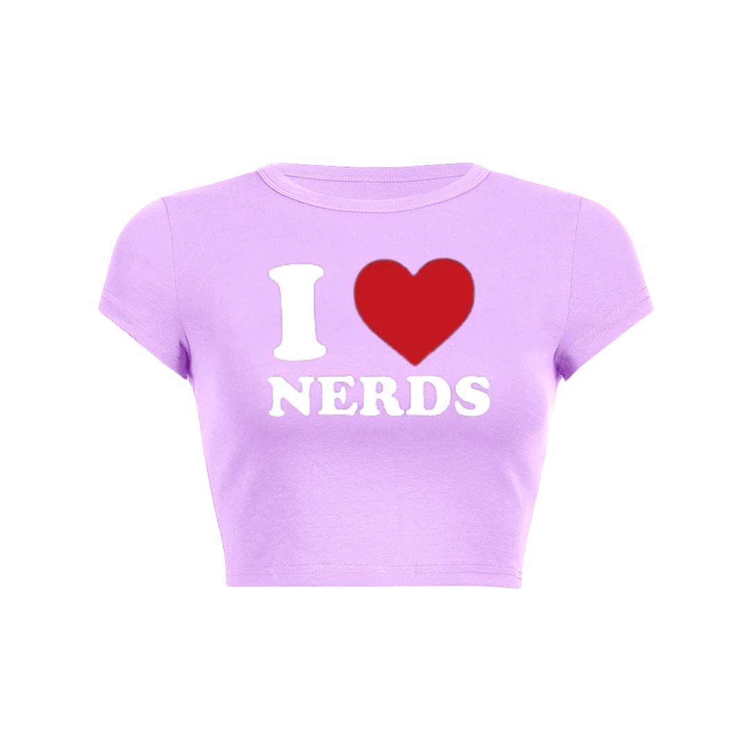 I Love Nerds Y2K Baby Tee Crop Top