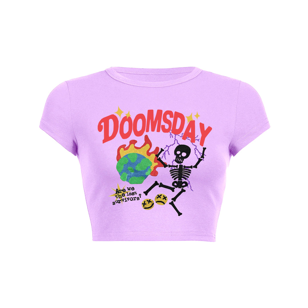 Skull letter graphic print slant Baby Tee Crop Top