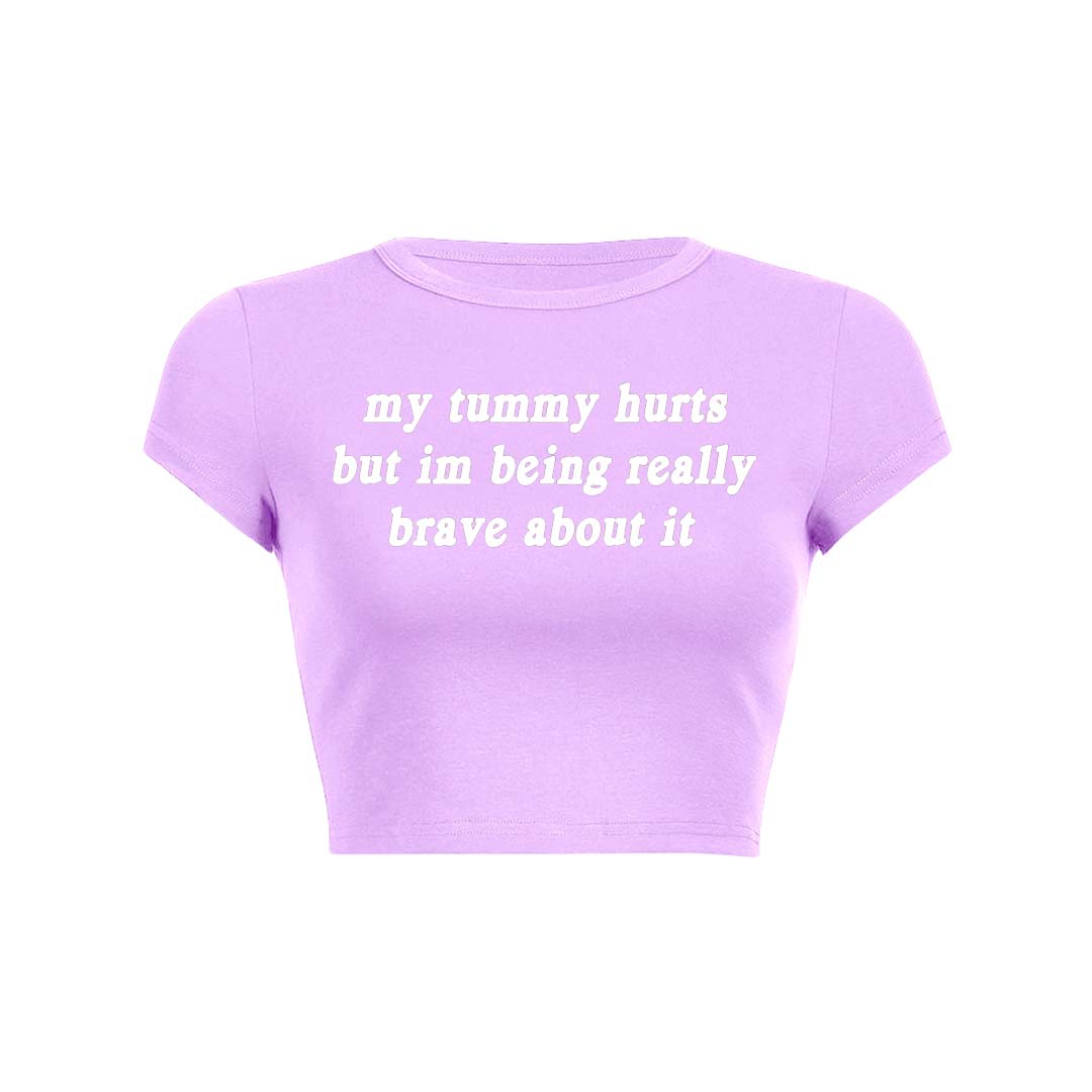 Im Being Really Brave About It Y2K Baby Tee Crop Top