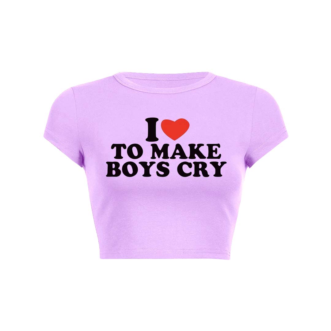 Love To Make Boys Cry Y2K Baby Tee Crop Top