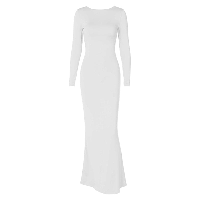 Long sleeve backless lace up ruched solid maxi dress  | red tango dress