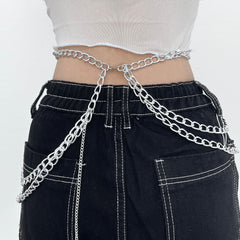 Cross pendant chain layered waist chain