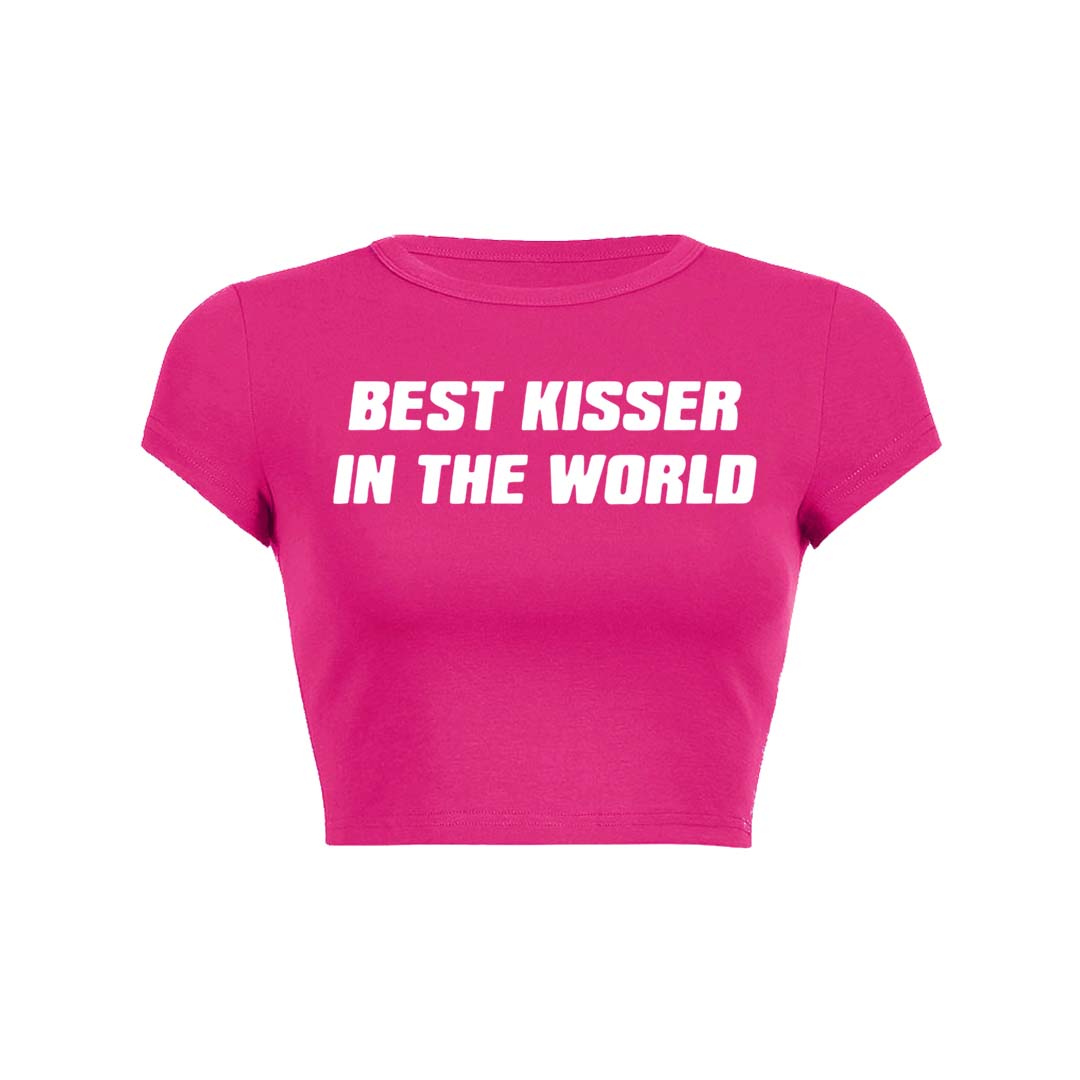 Best Kisser In The World Y2K Baby Tee Crop Top