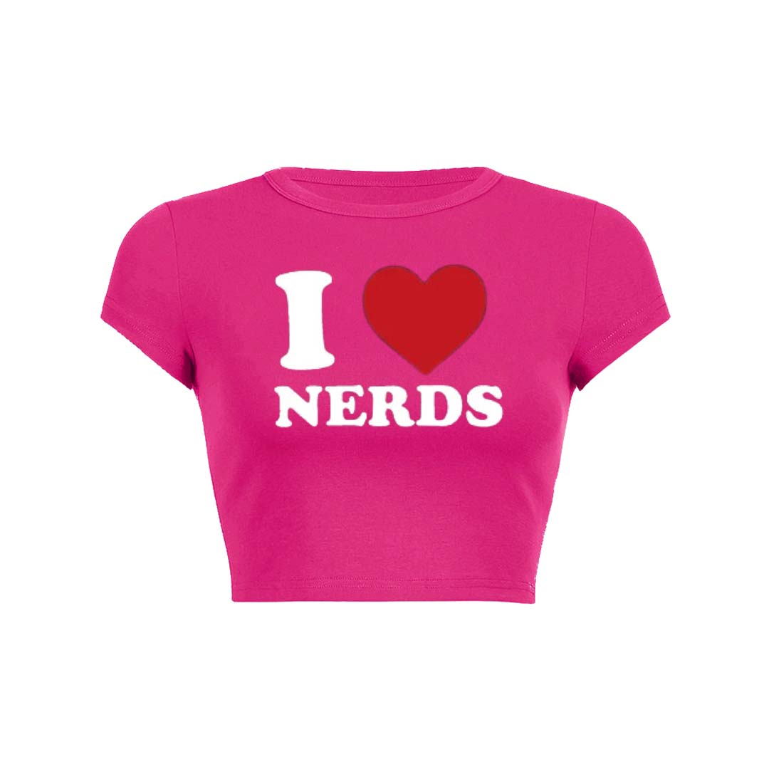 I Love Nerds Y2K Baby Tee Crop Top