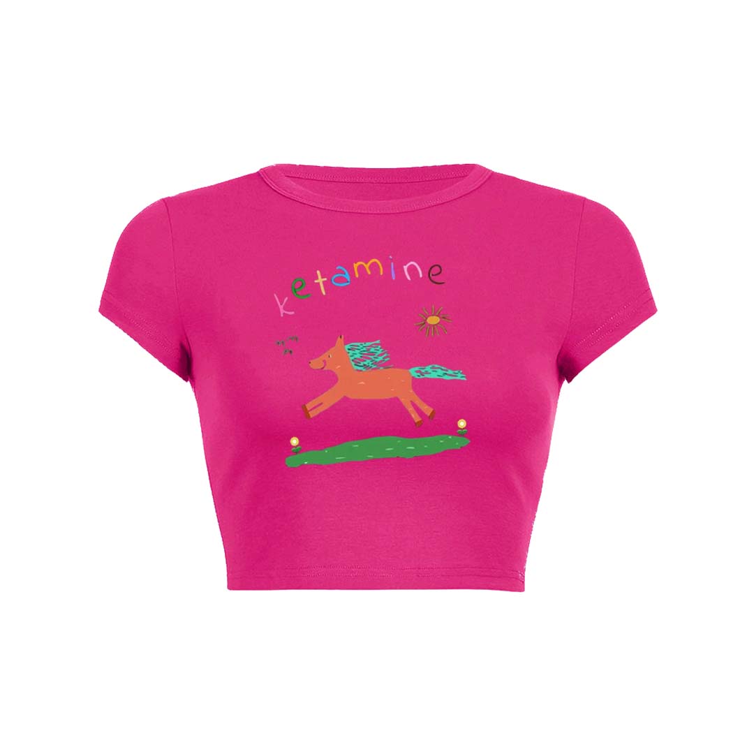 Orange Pony Y2K Baby Tee Crop Top
