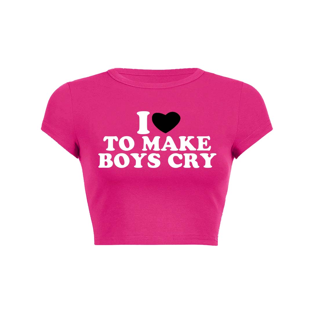 Love To Make Boys Cry Y2K Baby Tee Crop Top