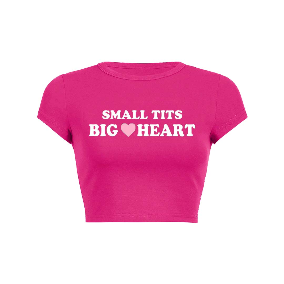 Small But Big Heart Y2K Baby Tee Crop Top