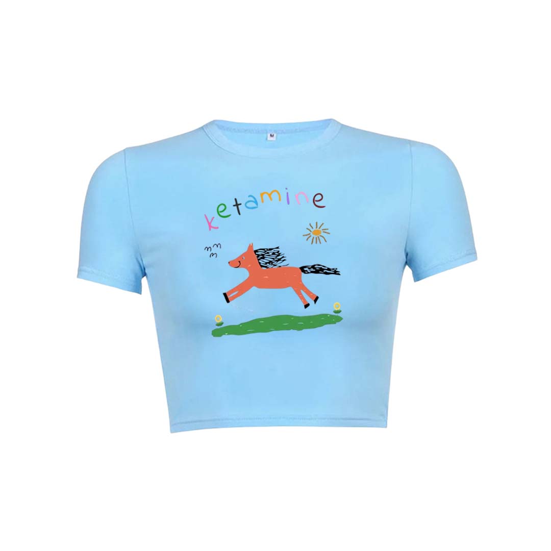 Orange Pony Y2K Baby Tee Crop Top
