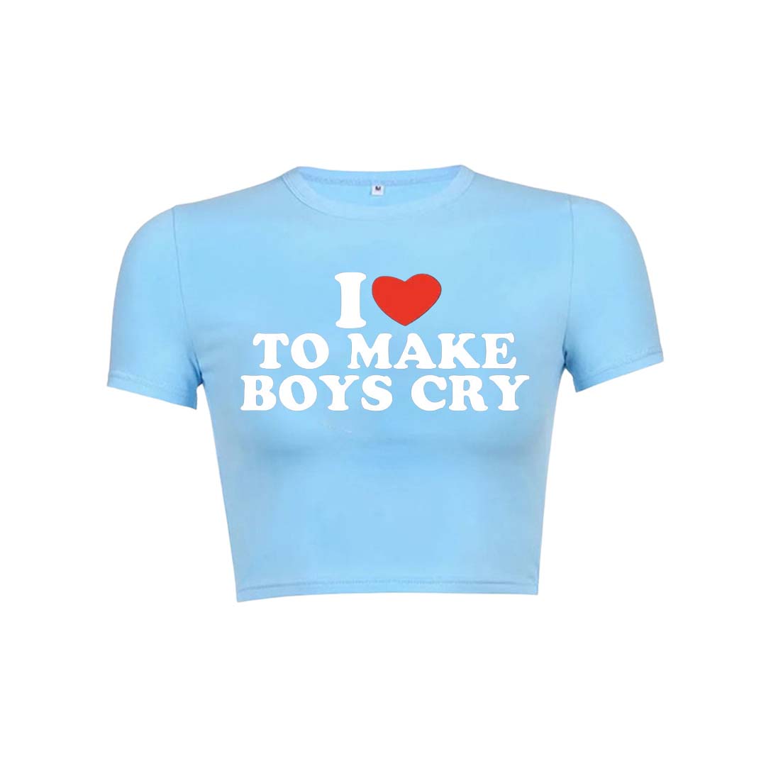 Love To Make Boys Cry Y2K Baby Tee Crop Top
