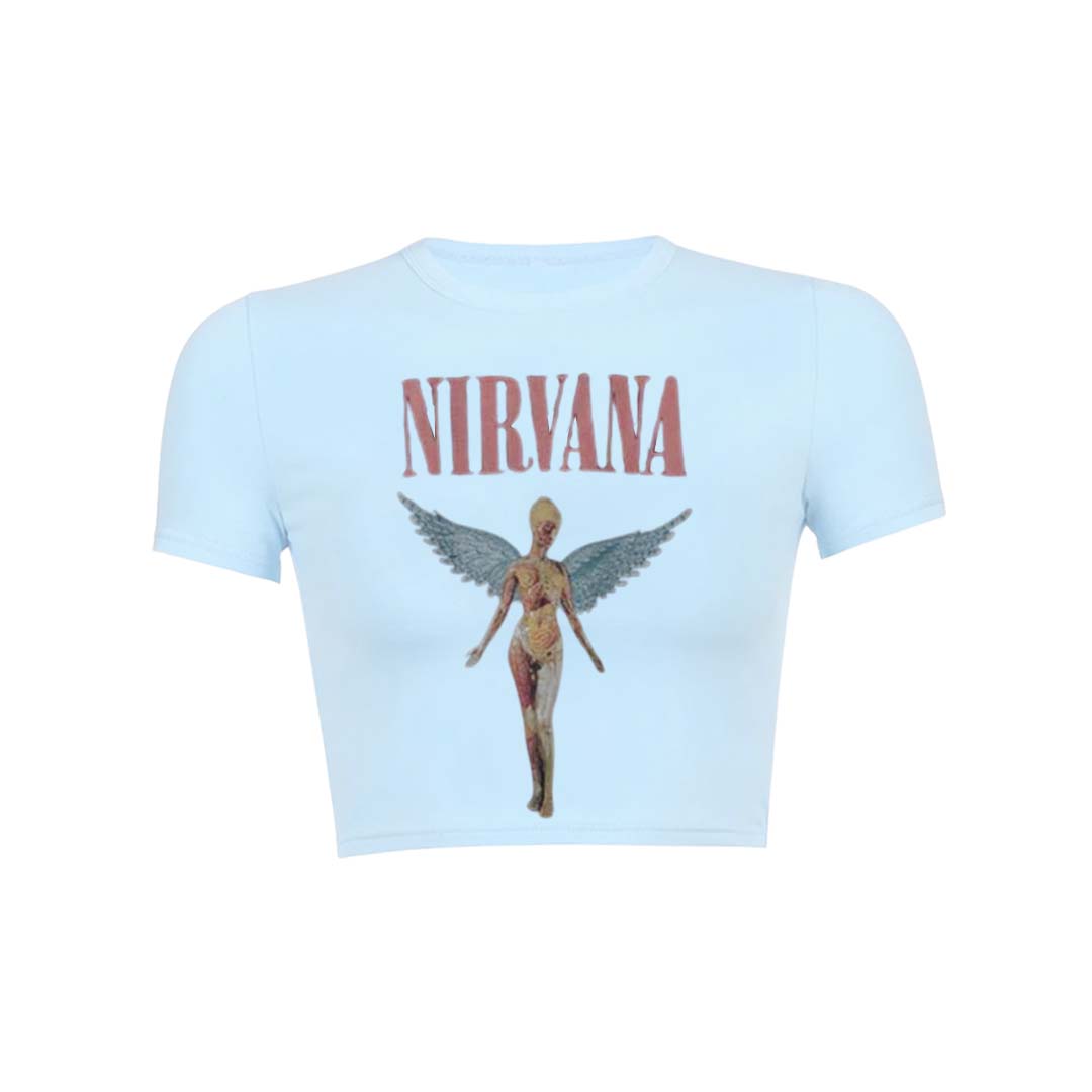 Nirxxxxa Angle Print Round Neck T Shirt