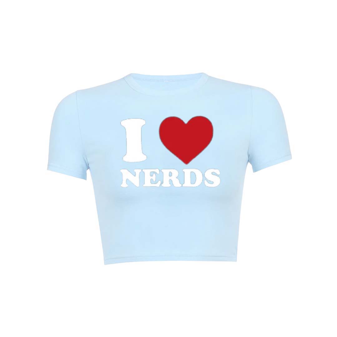 I Love Nerds Y2K Baby Tee Crop Top