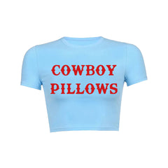 Cowboy Pillows Y2K Crop Top Tee Shirt