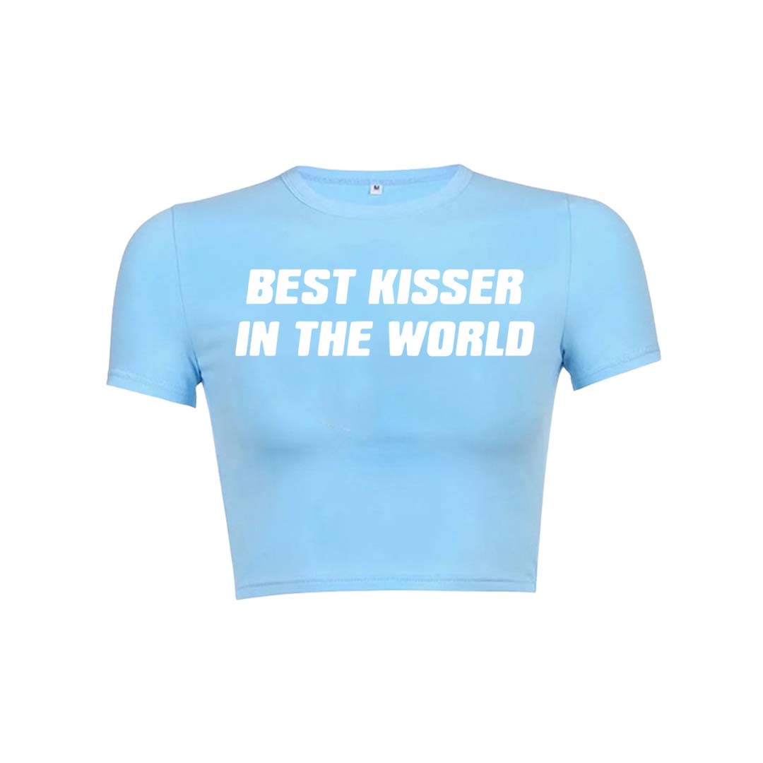 Best Kisser In The World Y2K Baby Tee Crop Top