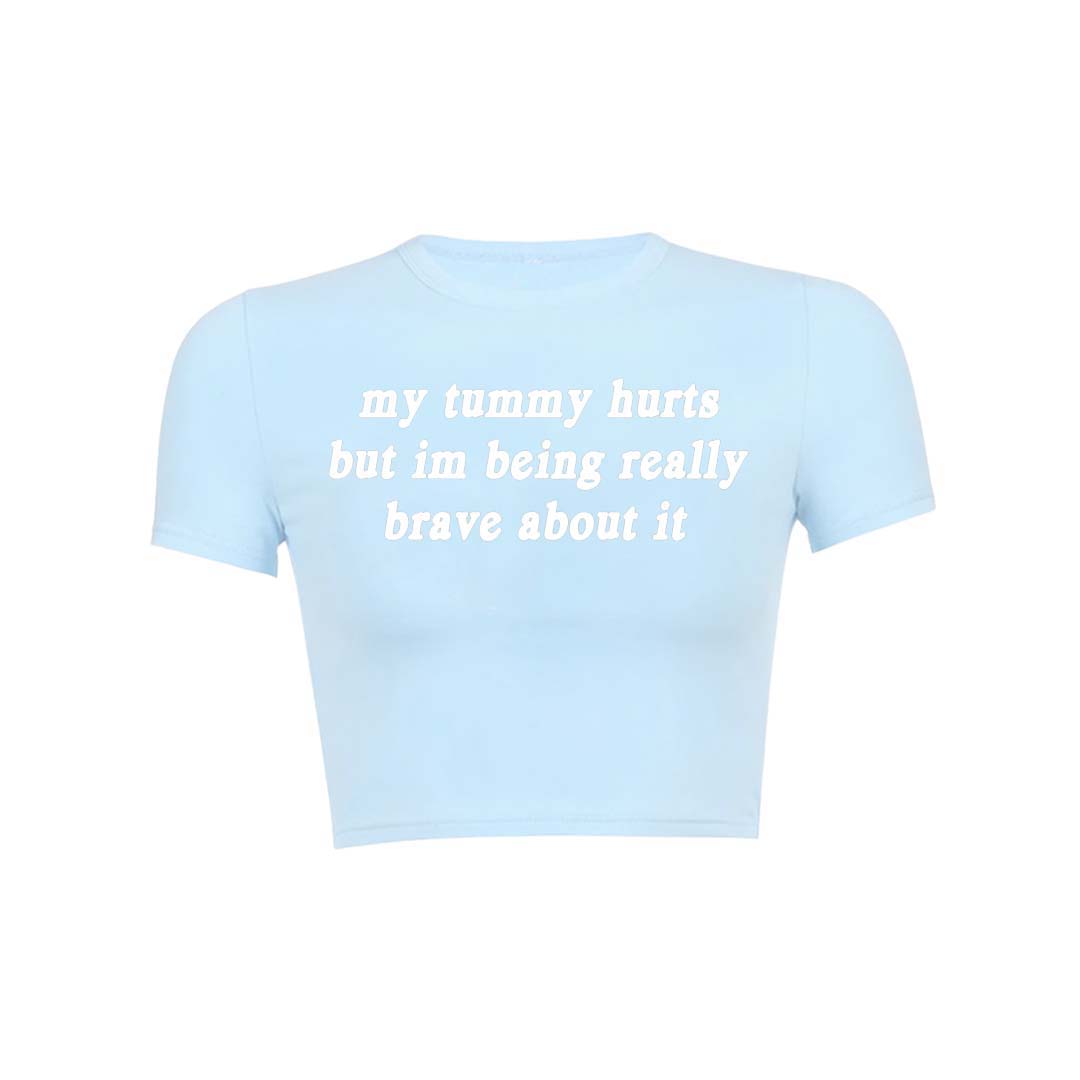 Im Being Really Brave About It Y2K Baby Tee Crop Top