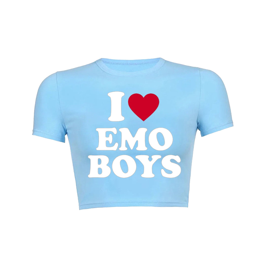 I Love Emo Boys Y2K Baby Tee
