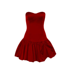 Sweetheart neck backless solid tube mini dress  | red tango dress