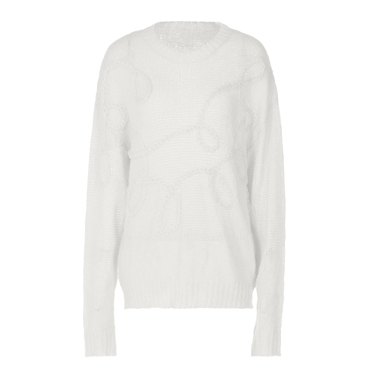 Crewneck long sleeve knitted abstract pattern top