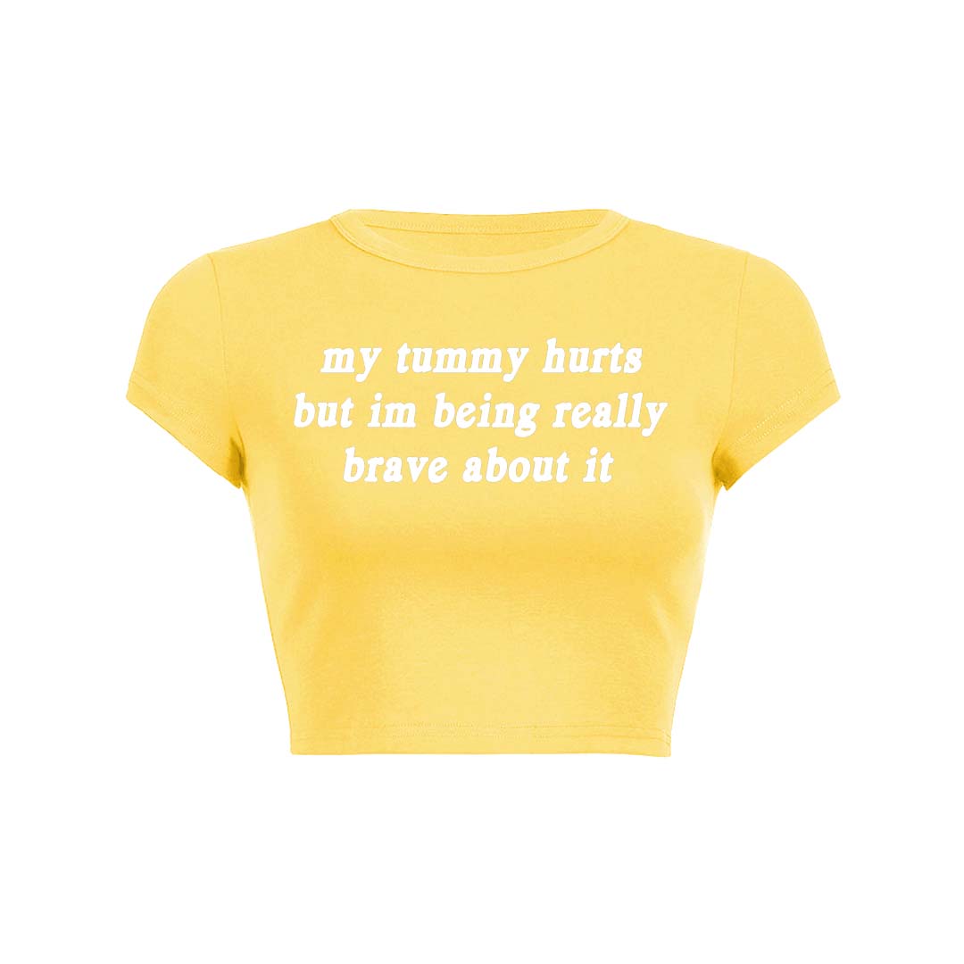 Im Being Really Brave About It Y2K Baby Tee Crop Top