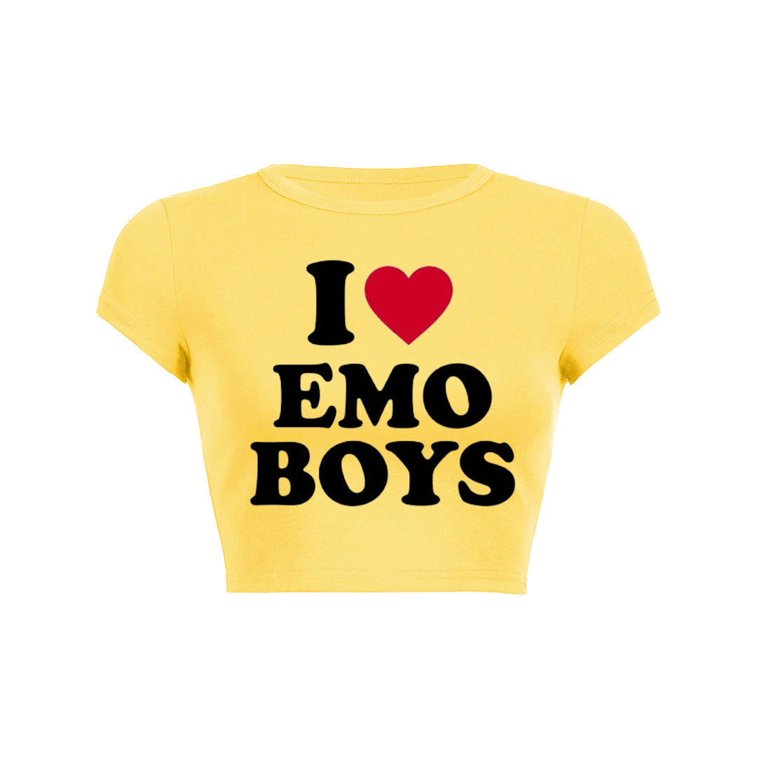 I Love Emo Boys Y2K Baby Tee