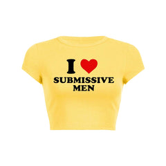 I Love S Men Y2K Baby Tee Crop Top