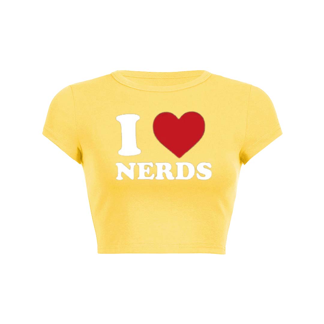 I Love Nerds Y2K Baby Tee Crop Top