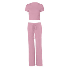 Short sleeve crewneck drawstring pant set