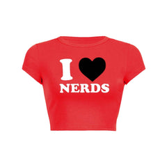 I Love Nerds Y2K Baby Tee Crop Top