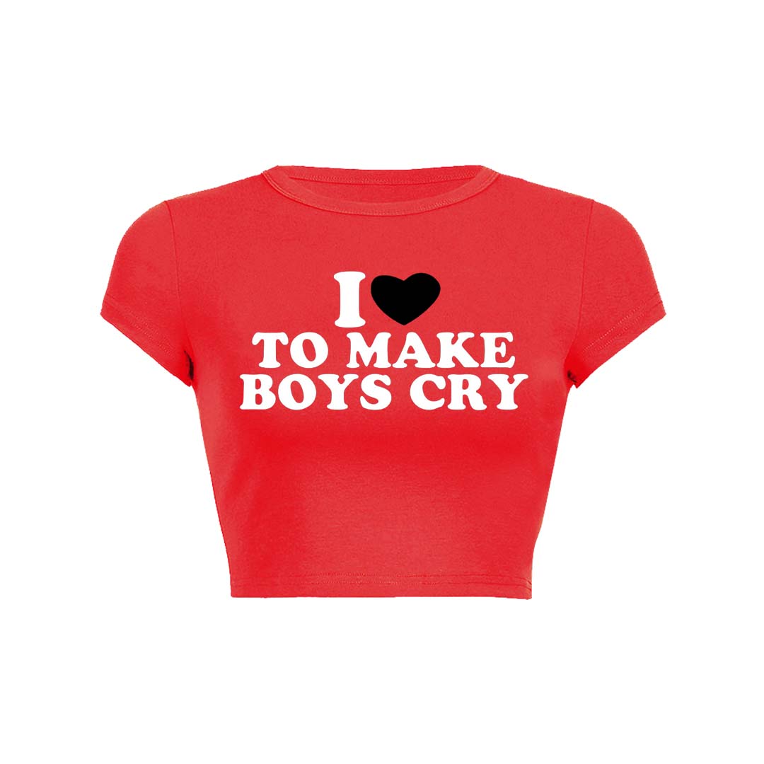 Love To Make Boys Cry Y2K Baby Tee Crop Top