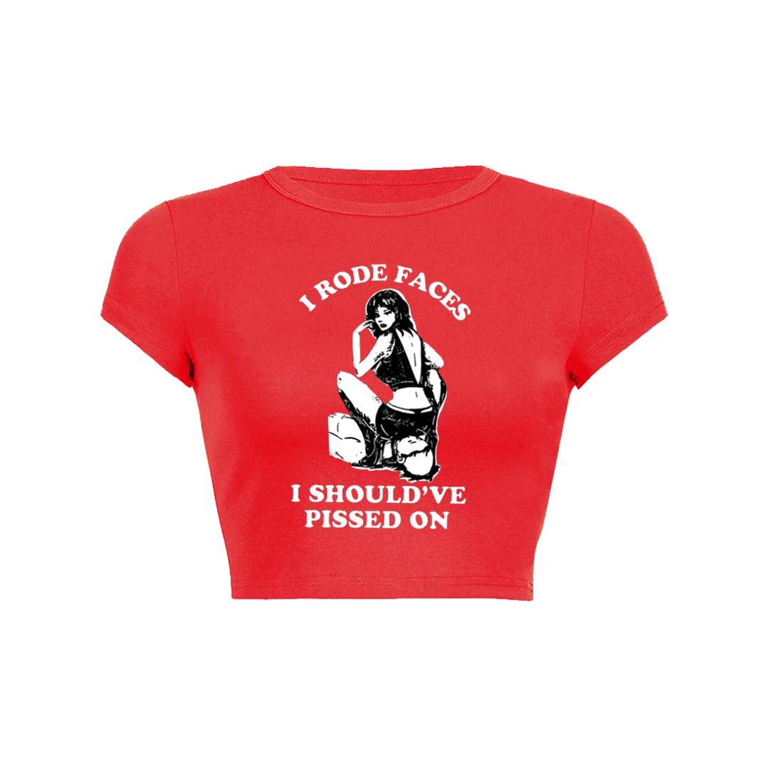 I Rode Faces Y2K Baby Tee Crop Top